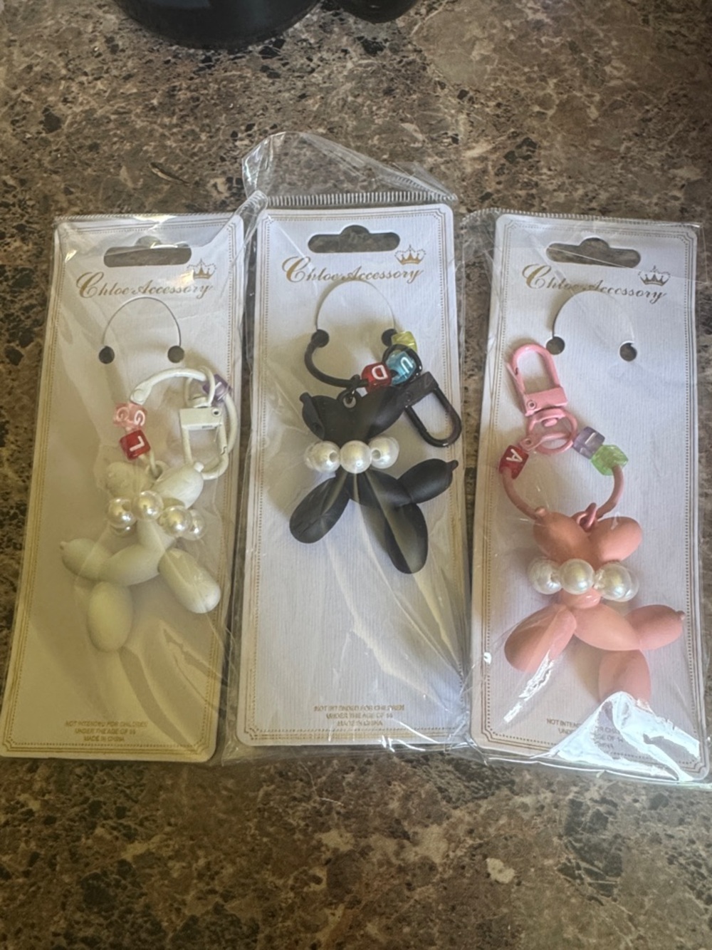Balloon Dog Keychain/Bag Charms  - Set of 3